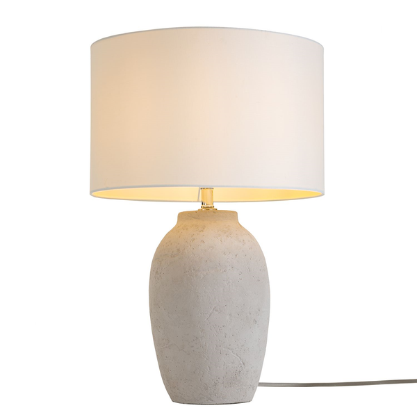 Tischleuchte Lanta - Leinenstoff / Beton - 1-flammig
