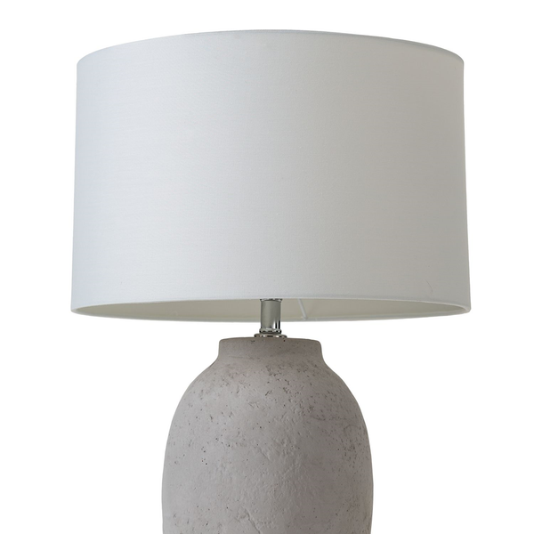 Tischleuchte Lanta - Leinenstoff / Beton - 1-flammig