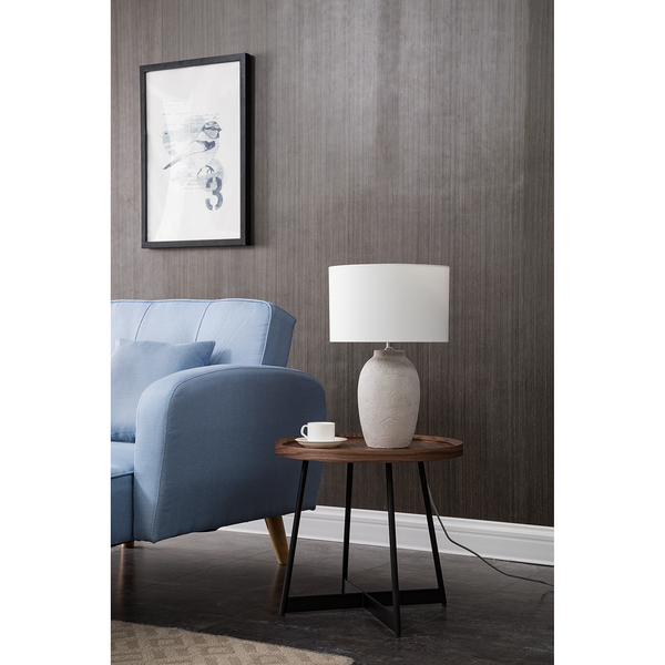 Tischleuchte Lanta - Leinenstoff / Beton - 1-flammig