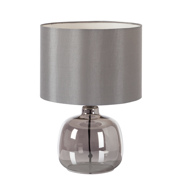 Tischleuchte Loster - Glas / Baumwollstoff - 1-flammig - Grau / Hellgrau