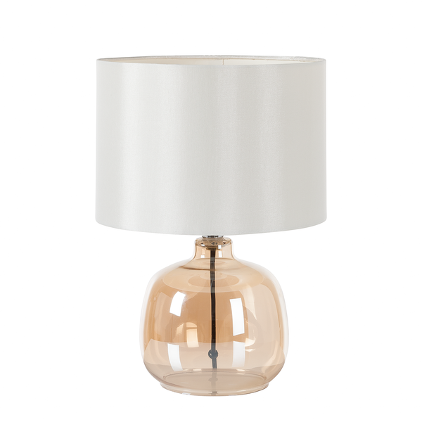 Tischleuchte Loster - Glas / Baumwollstoff - 1-flammig - Weiß