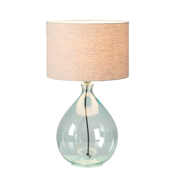 Tischleuchte Loster - Glas / Baumwollstoff - Hellbraun - 1-flammig - Hellbraun