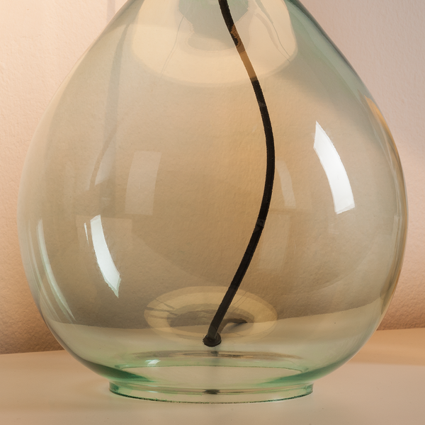 Tischleuchte Loster - Glas / Baumwollstoff - Hellbraun - 1-flammig - Hellbraun