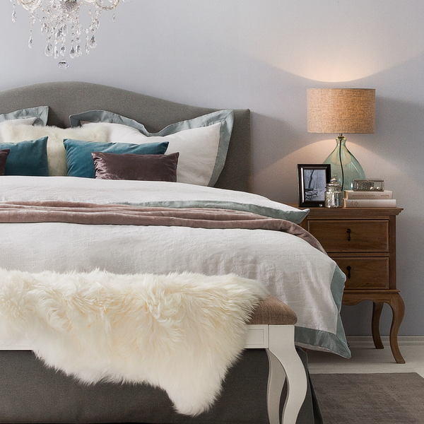 Tischleuchte Loster - Glas / Baumwollstoff - Hellbraun - 1-flammig - Hellbraun