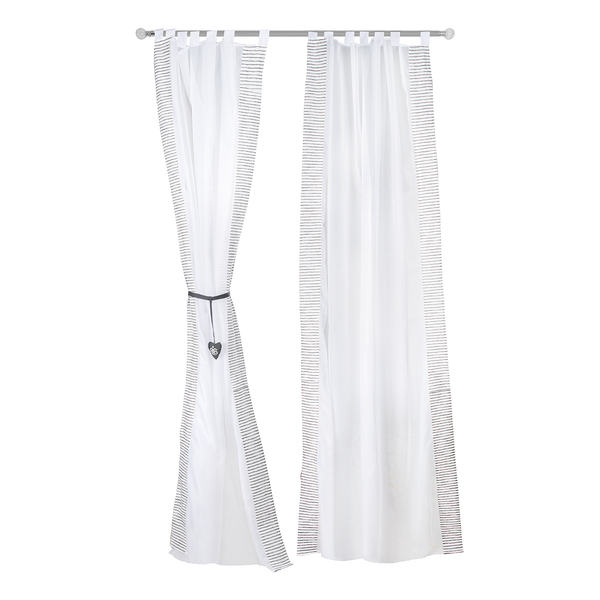 Vorhang Lil Rock Star Baby (2er-Set) - Baumwollstoff - Weiß / Grau