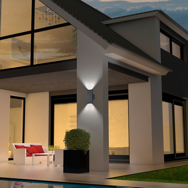 LED-Wandleuchte Colorado - Aluminium - 2-flammig - Anthrazit