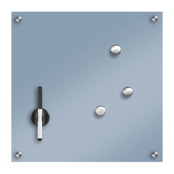 Memoboard Leuca - Glas / Edelstahl - Matt Hellblau